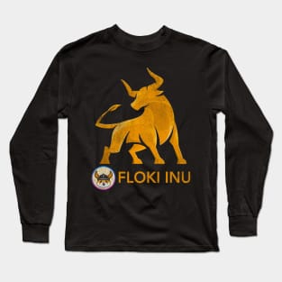 Bull Market Floki Inu Coin Mission To The Moon Floki Army Vintage Crypto Token Cryptocurrency Wallet Birthday Gift For Men Women Kids Long Sleeve T-Shirt